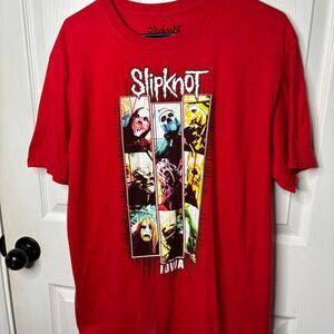 Slipknot L Red Graphic Band T-Shirt Iowa Pentagram Back Print Licensed Tee